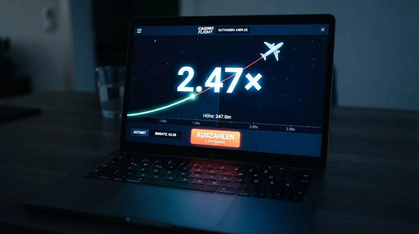 Nahaufnahme eines Bildschirms mit einem ansteigenden Zahlenwert neben einer aufsteigenden Flugzeug-Grafik.