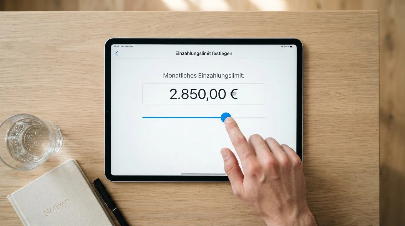 Bildschirmausschnitt eines Formulars zur Festlegung eines monatlichen Einzahlungslimits.