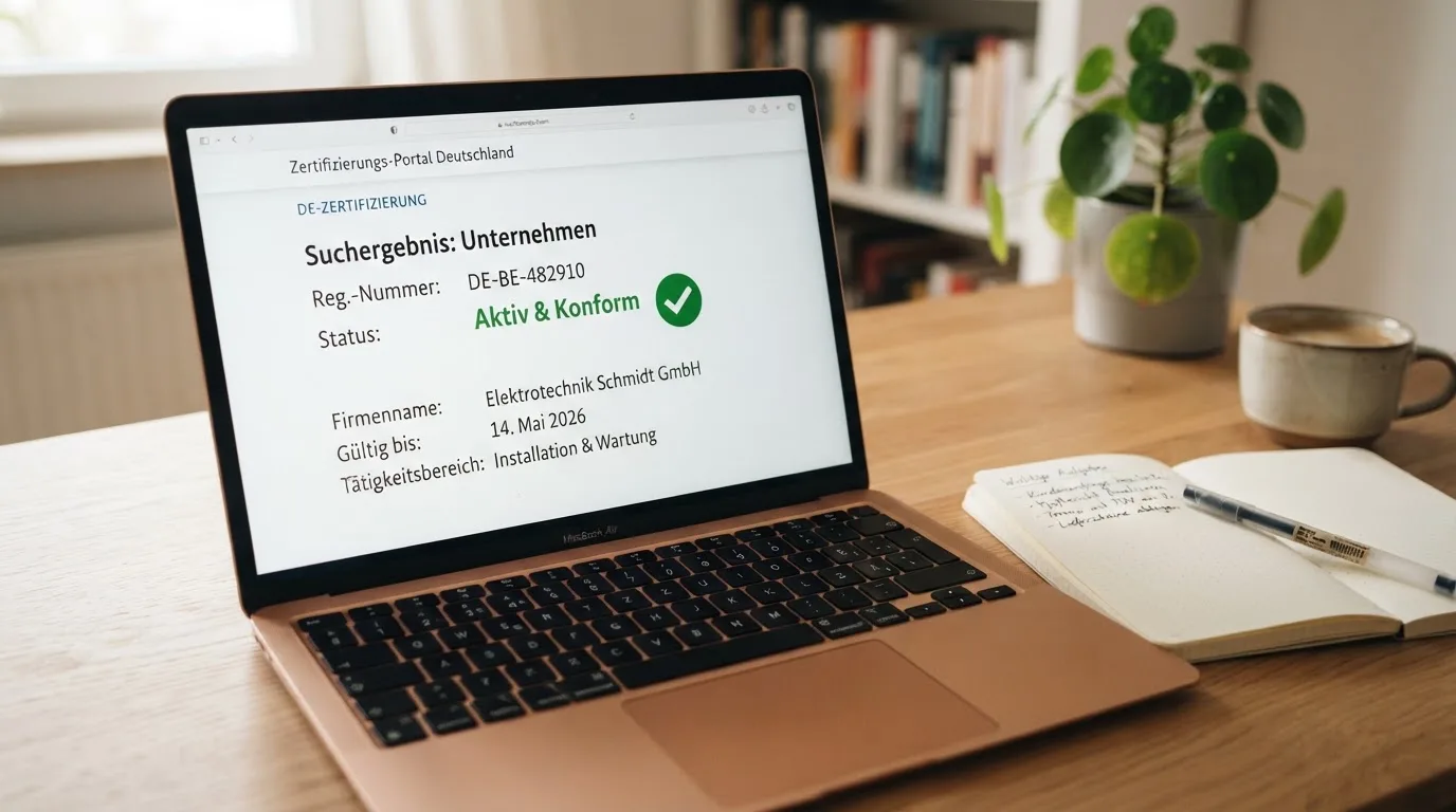 Nahaufnahme eines Gesetzestextes neben einem Laptop mit einer Behördenwebsite auf dem Bildschirm.